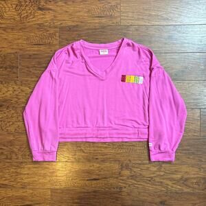 Haribo Pink Gummy Bear V-Neck Cropped Sweatshirt Size XL
